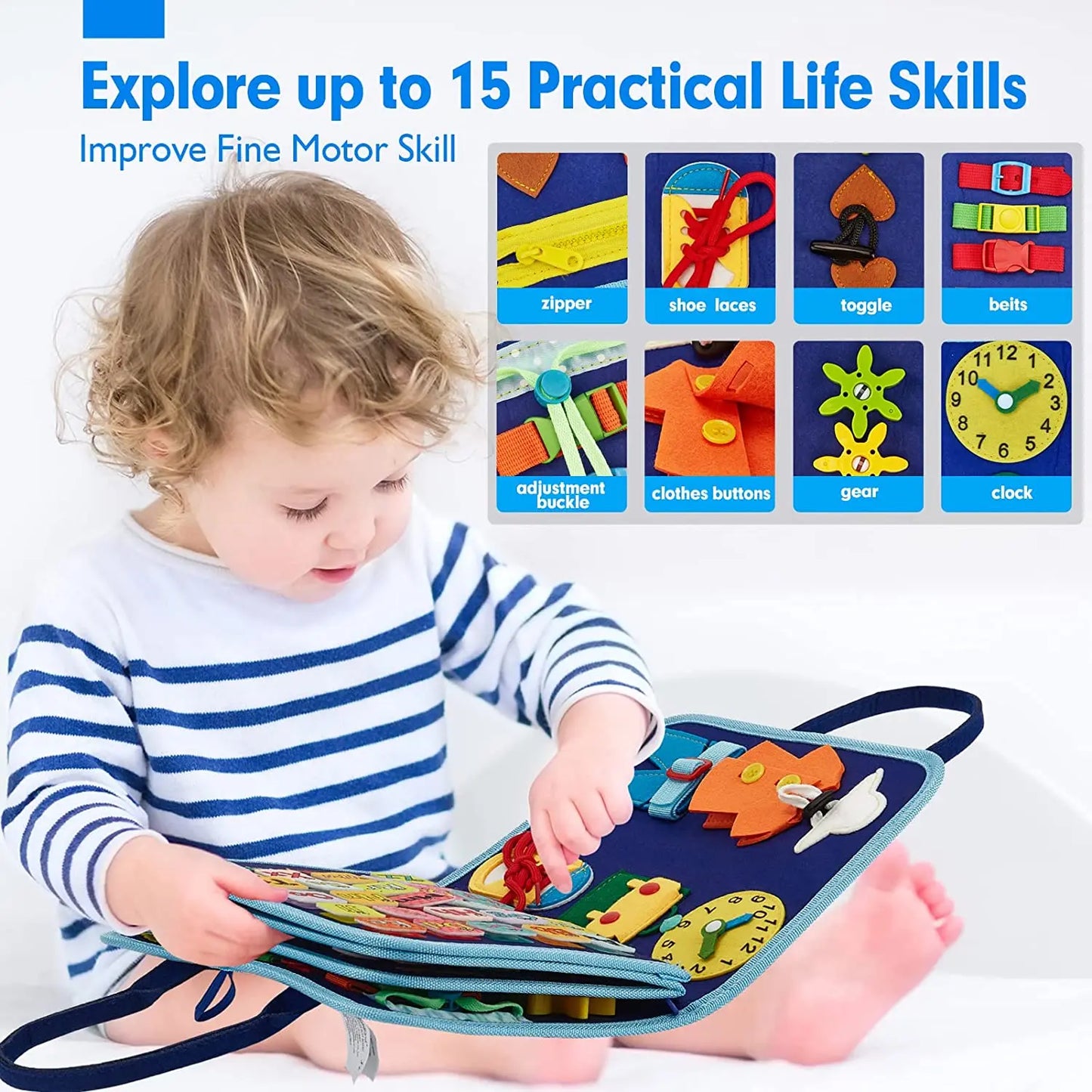 Montessori Busy Book Educational Toys for Toddler Portable Activity Travel Board Fine Motor Skills Early Education Learing Toys