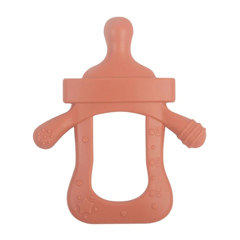 Silicone Teether Baby Milk Bottle Pacifier Chewing Toy Molar Rod Infant Teething Pains Relief Nipple Chain Accs