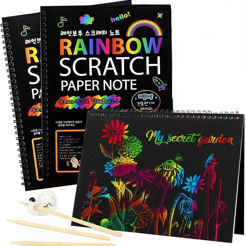 Rainbow Magic Scratch off Paper Set for Kids Arts Scraping Painting Toy DIY Graffiti Book Kids Montessori Educational Toys