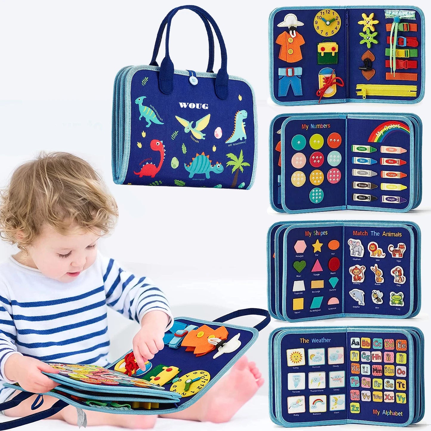 Montessori Toys Busy Board Sensory Activity Developing Board for Motor Skills,Learning Board for Toddlers Christmas Gift