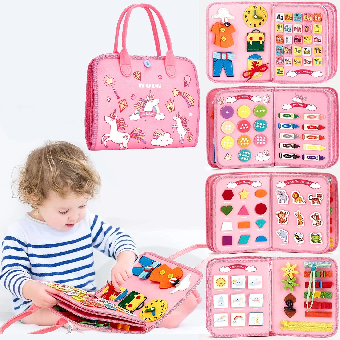 Montessori Toys Busy Board Sensory Activity Developing Board for Motor Skills,Learning Board for Toddlers Christmas Gift