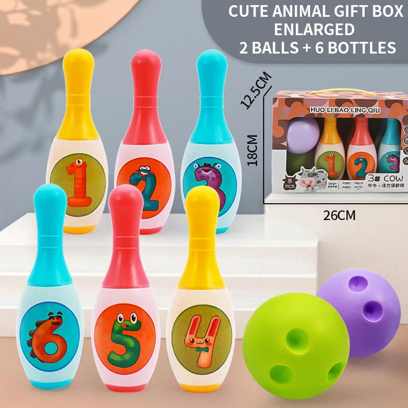 Bowling Set Education Toys for Kids Toddlers Animal Number Learning Indoor Outdoor Sports Games Toys for Kids Baby Gift