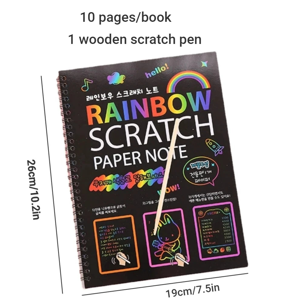 Rainbow Magic Scratch off Paper Set for Kids Arts Scraping Painting Toy DIY Graffiti Book Kids Montessori Educational Toys
