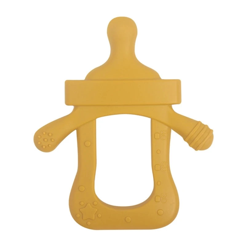 Silicone Teether Baby Milk Bottle Pacifier Chewing Toy Molar Rod Infant Teething Pains Relief Nipple Chain Accs