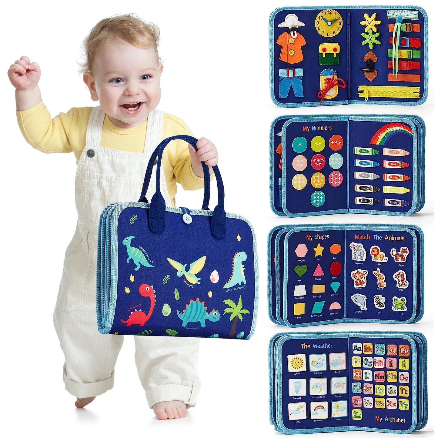 Montessori Busy Book Educational Toys for Toddler Portable Activity Travel Board Fine Motor Skills Early Education Learing Toys
