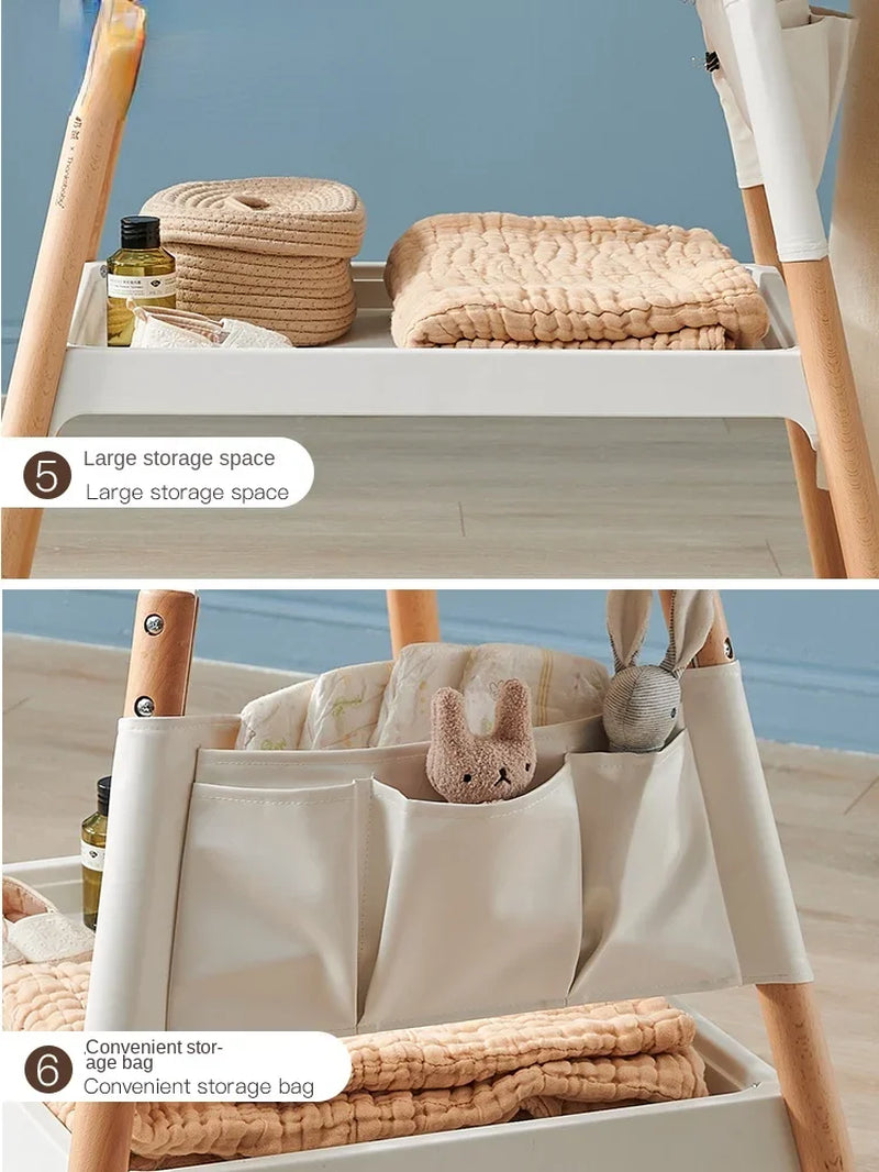 Nordic Simple Design Baby Care Table, Stable and Durable Beech Diaper Station, Newborn Massage Table, Infant Changing Station