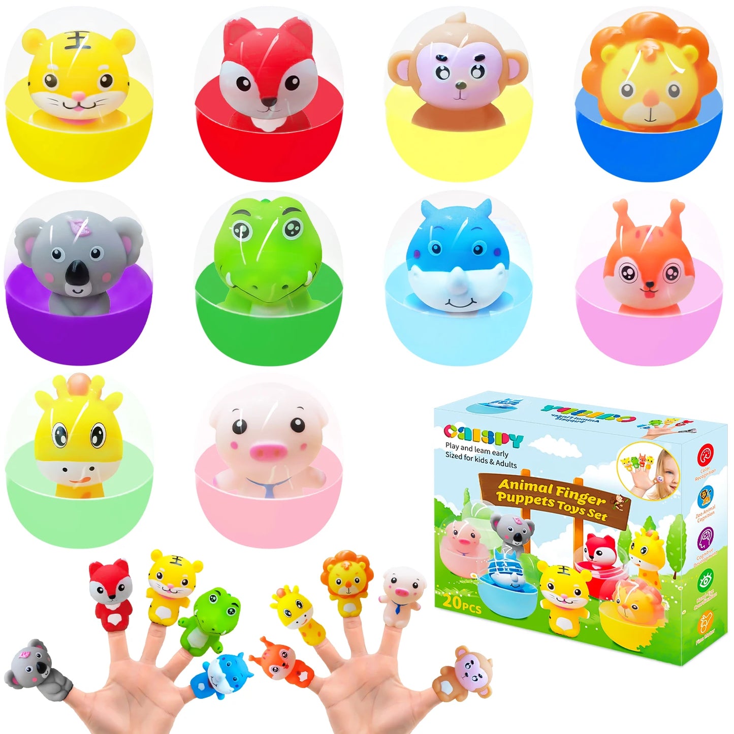 10PCS Soft Rubber Animal Finger Puppets for Kids Finger Hands Role Play Tell Story Cloth Doll Educational Toys for Children Gift