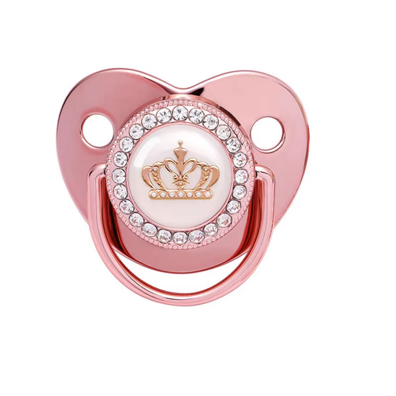 Luxury Newborn Baby Pacifier Baby Rhinestone Crown Pacifier Infant Teether Silicone Pacifier Holder Dummy Baby Shower Gift