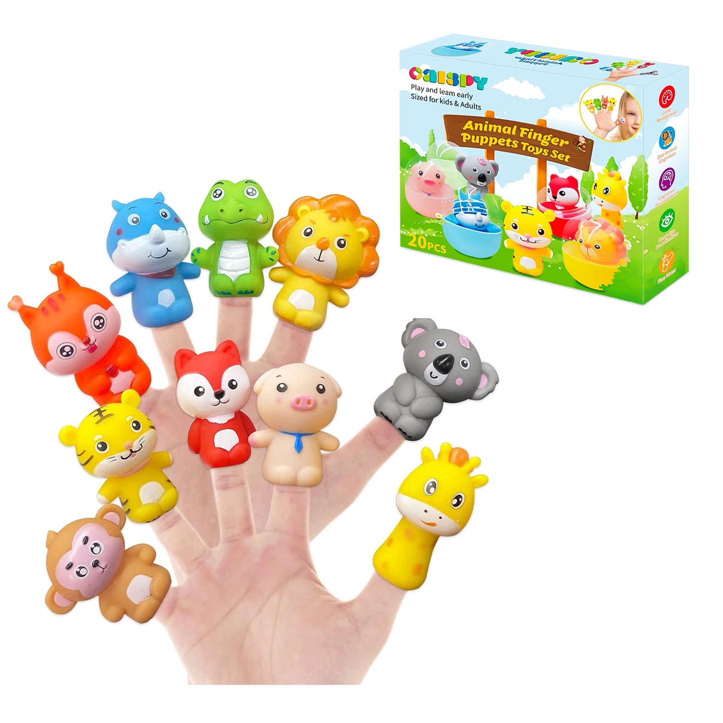 10PCS Soft Rubber Animal Finger Puppets for Kids Finger Hands Role Play Tell Story Cloth Doll Educational Toys for Children Gift