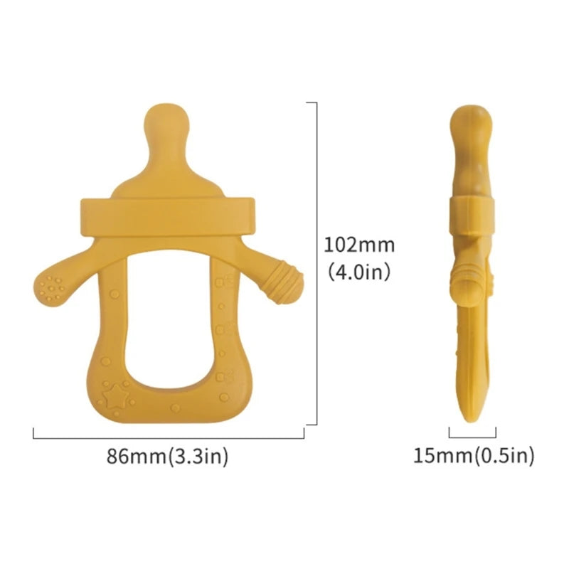 Silicone Teether Baby Milk Bottle Pacifier Chewing Toy Molar Rod Infant Teething Pains Relief Nipple Chain Accs