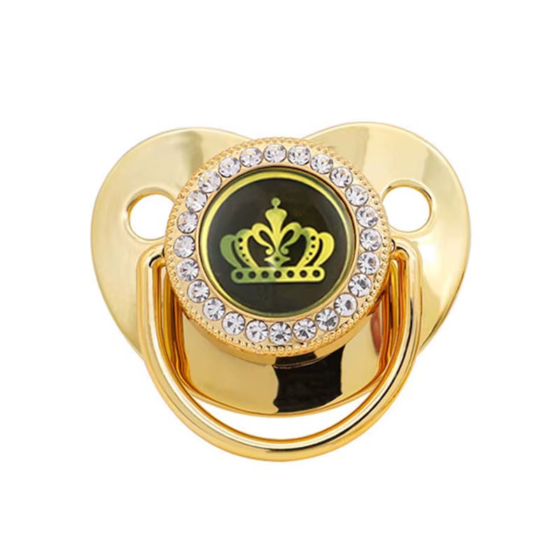 Luxury Newborn Baby Pacifier Baby Rhinestone Crown Pacifier Infant Teether Silicone Pacifier Holder Dummy Baby Shower Gift