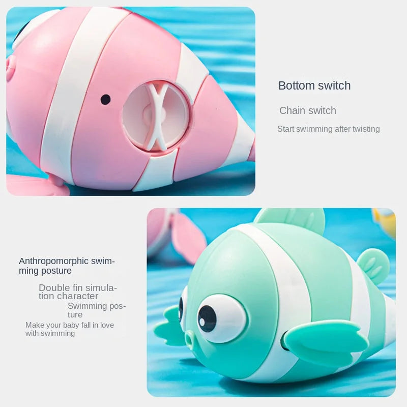Bath Toys Cute Swimming Clown Fish Bath Toys for Toddlers Floating Wind up Toys for Boy Girl New Born Baby Bathtub Toddler Toys