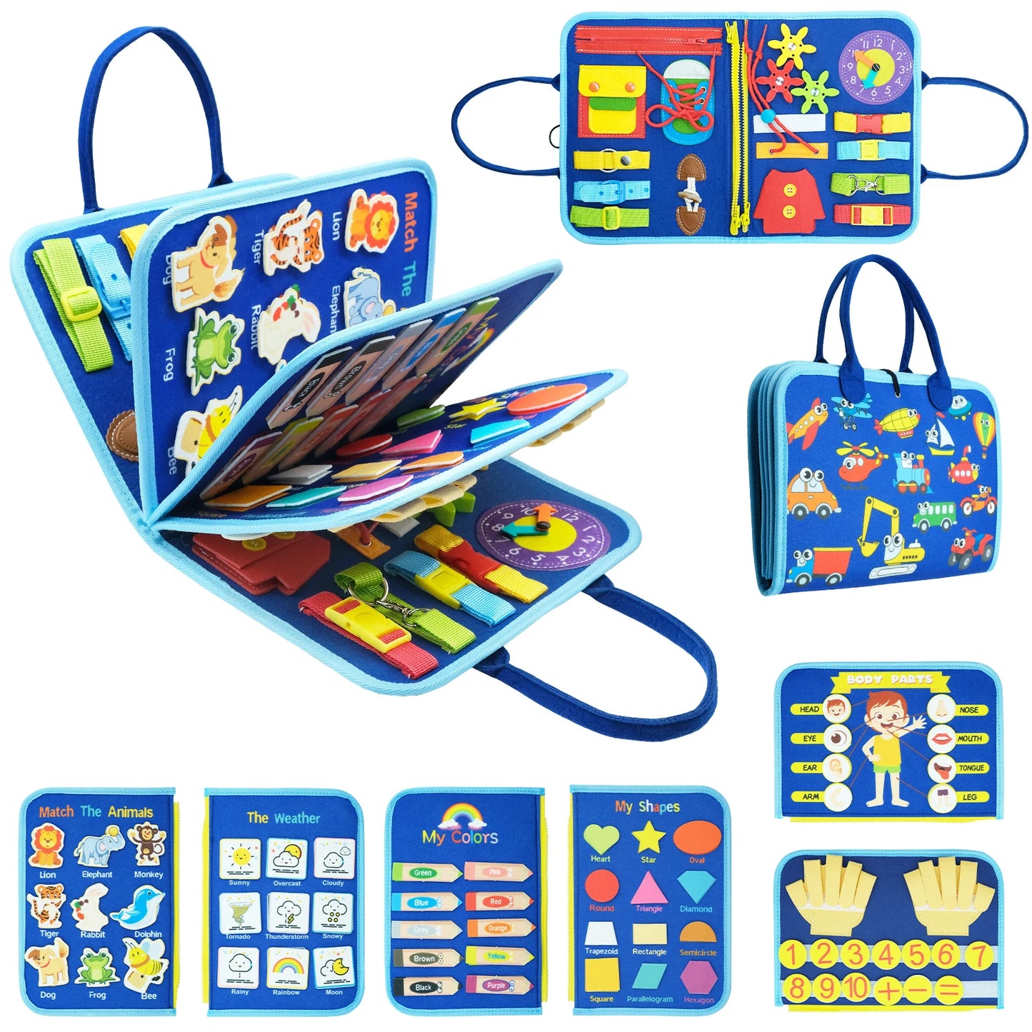 Montessori Toys Busy Board Sensory Activity Developing Board for Motor Skills,Learning Board for Toddlers Christmas Gift