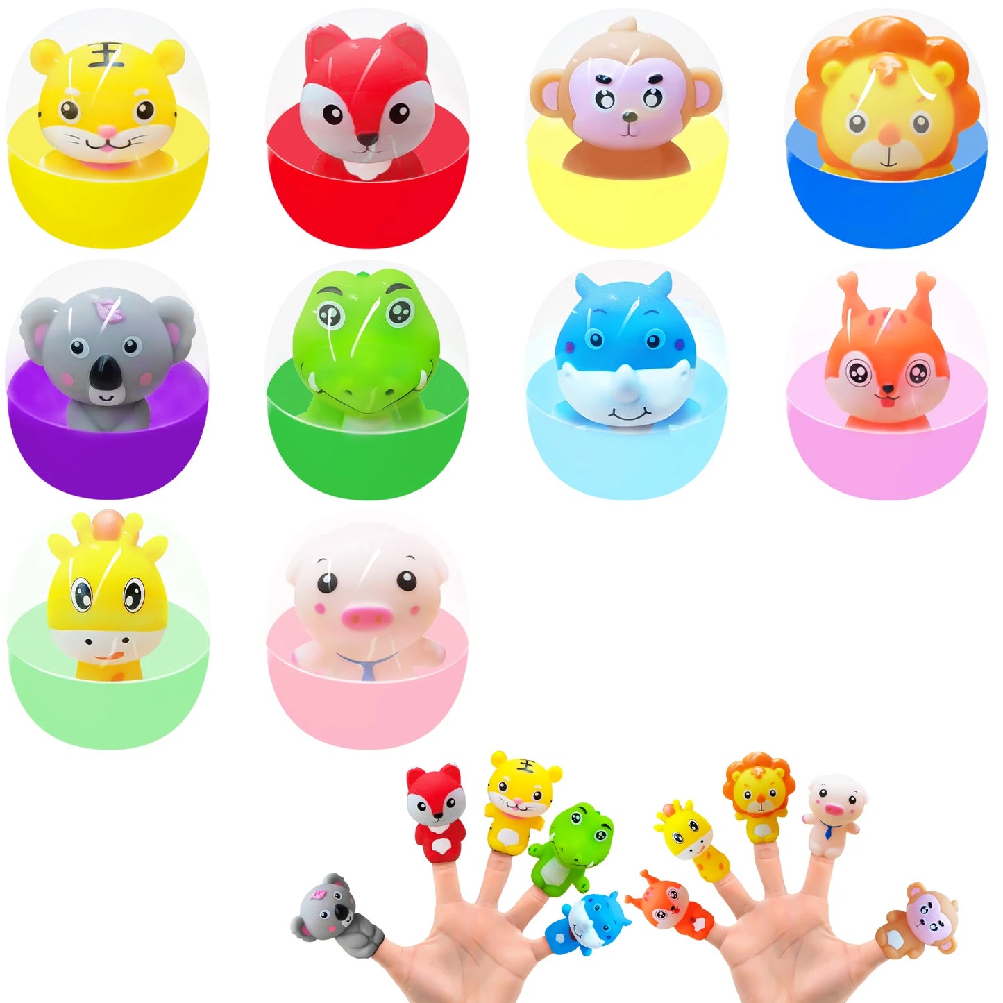 10PCS Soft Rubber Animal Finger Puppets for Kids Finger Hands Role Play Tell Story Cloth Doll Educational Toys for Children Gift