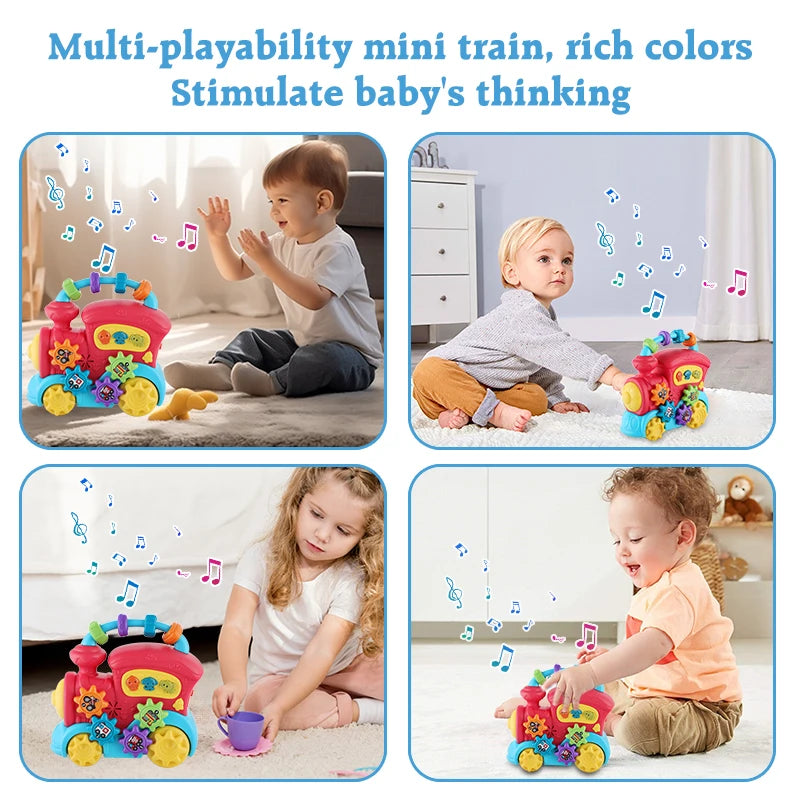 Kids Musical Train Toys Baby Early Educational Toddler Flash Light Various Shape Buckle for 1 Year Old Boy Girl 6-18 Mon