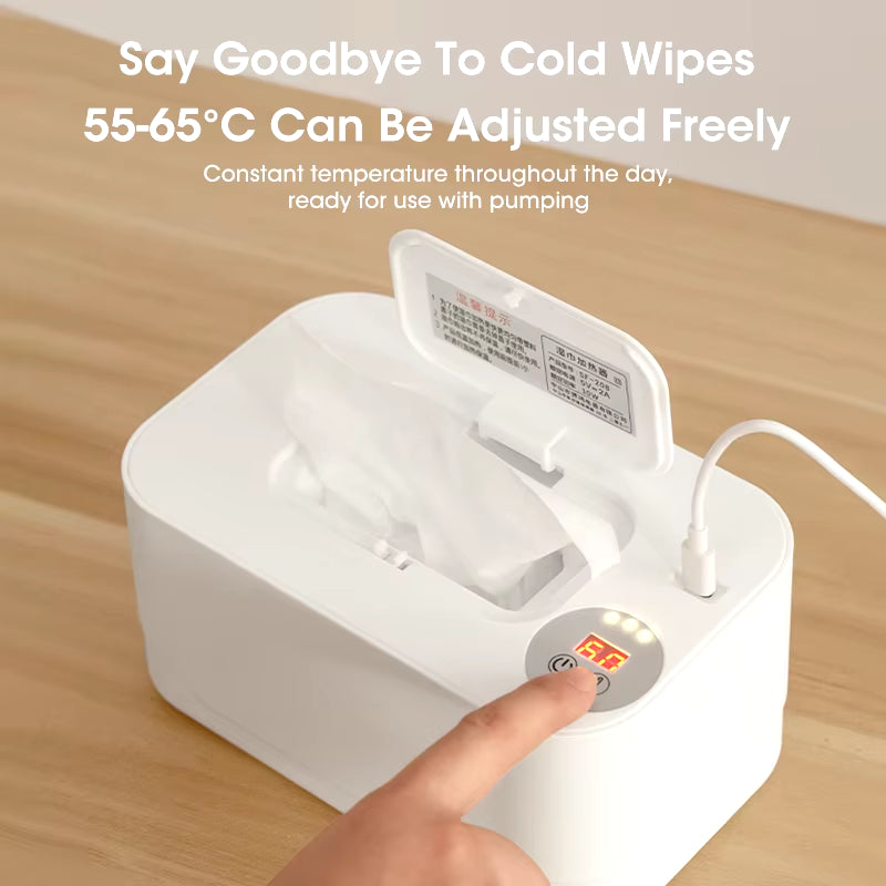 LED Display Baby Wipe Warmer Heater Wet Towel Dispenser Portable USB Charge Baby Wipe Warmer Napkin Heating Box Home/Car Use