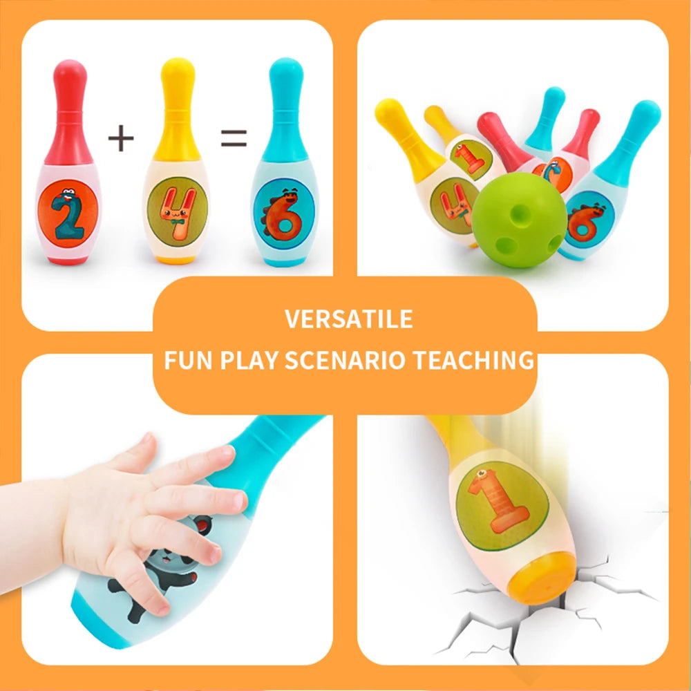 Bowling Set Education Toys for Kids Toddlers Animal Number Learning Indoor Outdoor Sports Games Toys for Kids Baby Gift