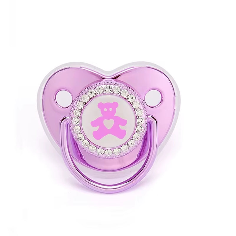 Luxury Newborn Baby Pacifier Baby Rhinestone Crown Pacifier Infant Teether Silicone Pacifier Holder Dummy Baby Shower Gift