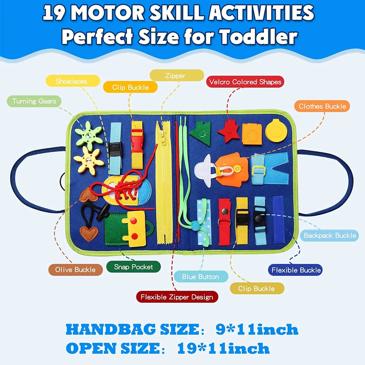 Montessori Toys Busy Board Sensory Activity Developing Board for Motor Skills,Learning Board for Toddlers Christmas Gift