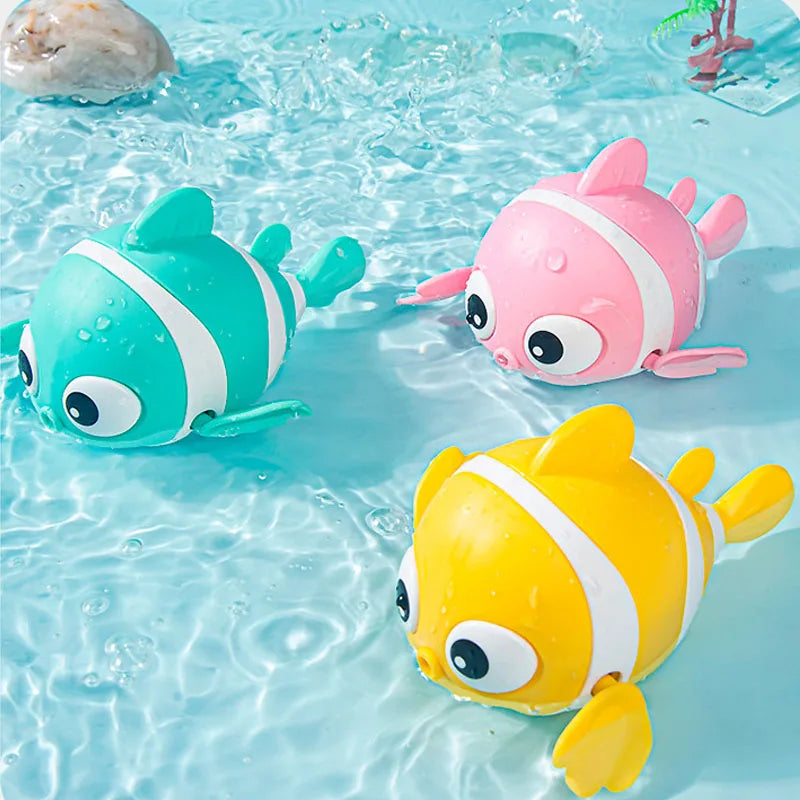 Bath Toys Cute Swimming Clown Fish Bath Toys for Toddlers Floating Wind up Toys for Boy Girl New Born Baby Bathtub Toddler Toys