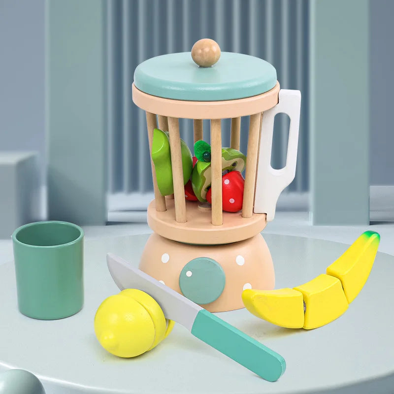 Wooden Play Kitchen for Children Wooden High Tea Set Pretend Play Food Learning Role Play Game Early Educational Toys Gifts