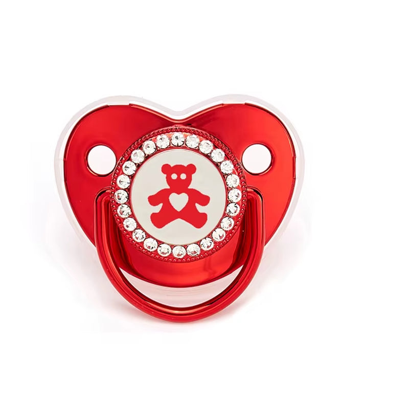 Luxury Newborn Baby Pacifier Baby Rhinestone Crown Pacifier Infant Teether Silicone Pacifier Holder Dummy Baby Shower Gift