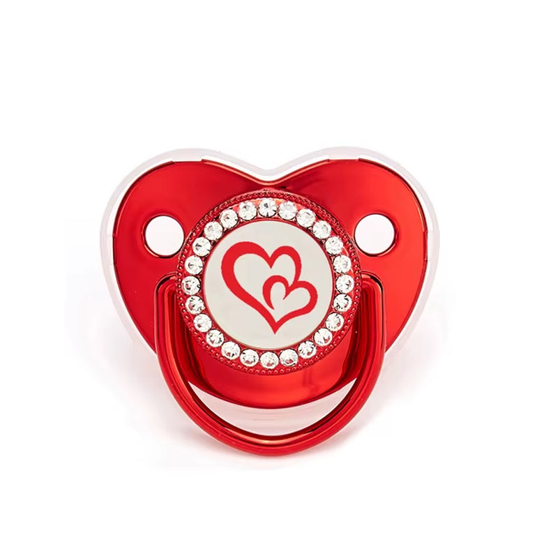 Luxury Newborn Baby Pacifier Baby Rhinestone Crown Pacifier Infant Teether Silicone Pacifier Holder Dummy Baby Shower Gift