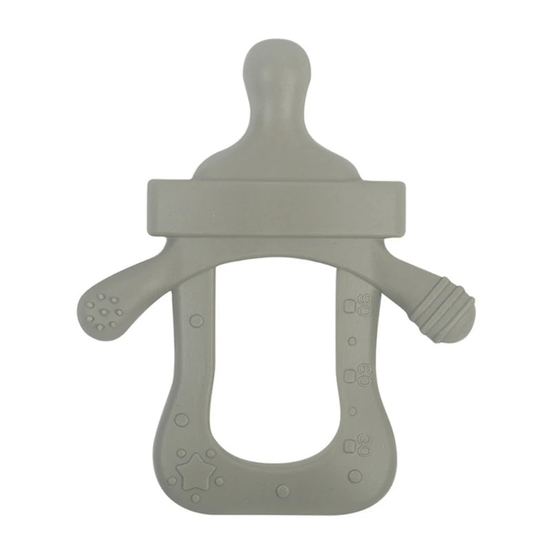 Silicone Teether Baby Milk Bottle Pacifier Chewing Toy Molar Rod Infant Teething Pains Relief Nipple Chain Accs