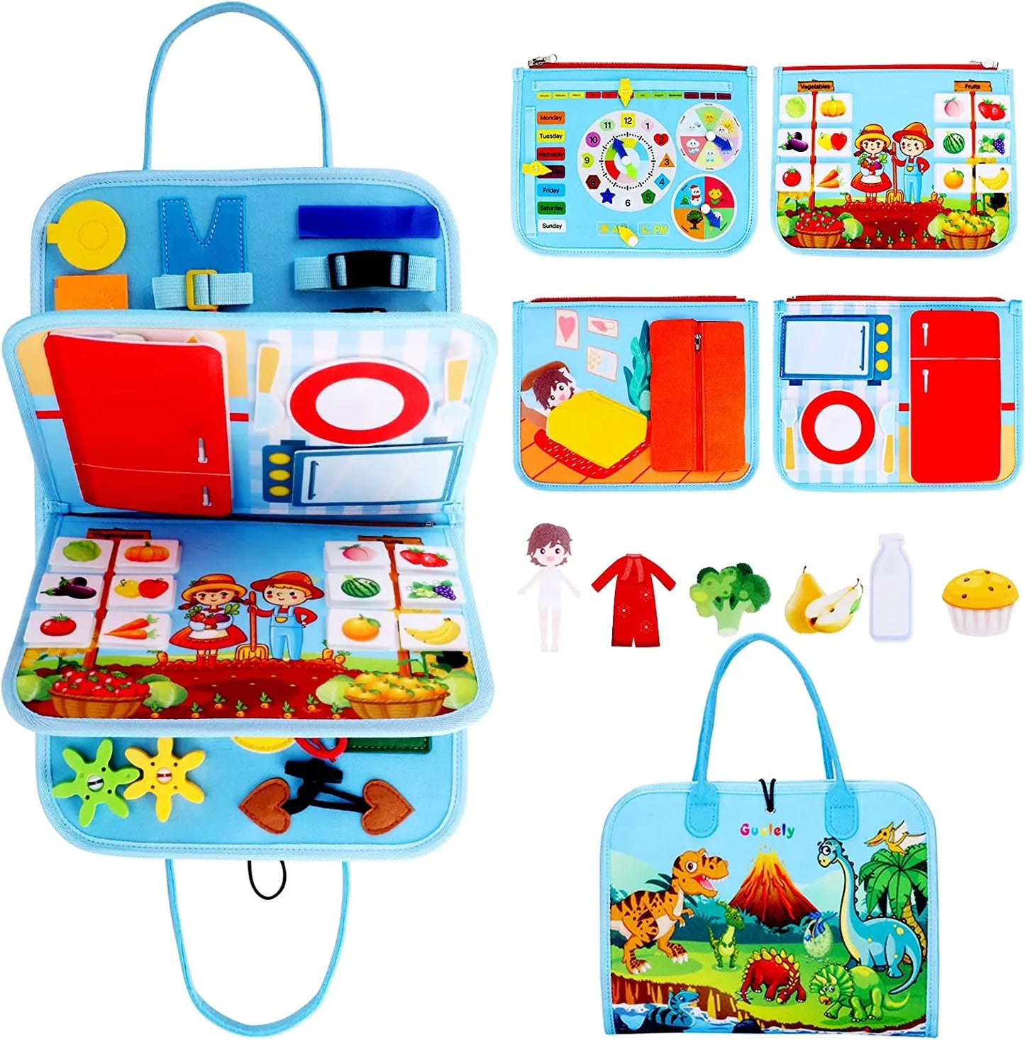 Montessori Busy Book Educational Toys for Toddler Portable Activity Travel Board Fine Motor Skills Early Education Learing Toys