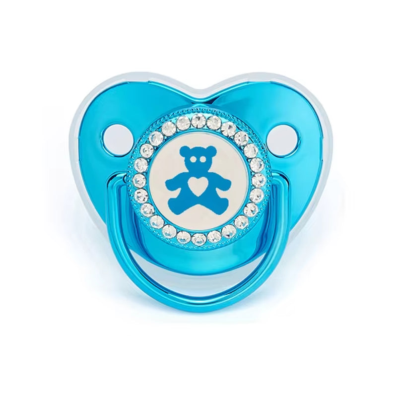 Luxury Newborn Baby Pacifier Baby Rhinestone Crown Pacifier Infant Teether Silicone Pacifier Holder Dummy Baby Shower Gift
