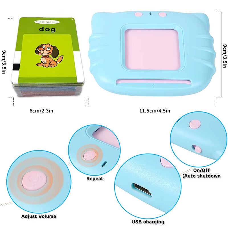 Education Toys Sight Words Games Talking Flash Cards Learning English Machine Electronic Book for Kids Interactive Activity Gift