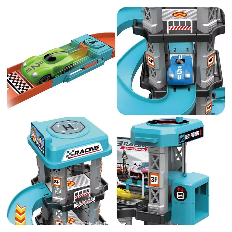 Toddler Car Ramp Race Car Ramp Track Toy Car Race Track for Toddler 1-3 with 2 Cars Toddler Car Ramp Racer Montessori Toys