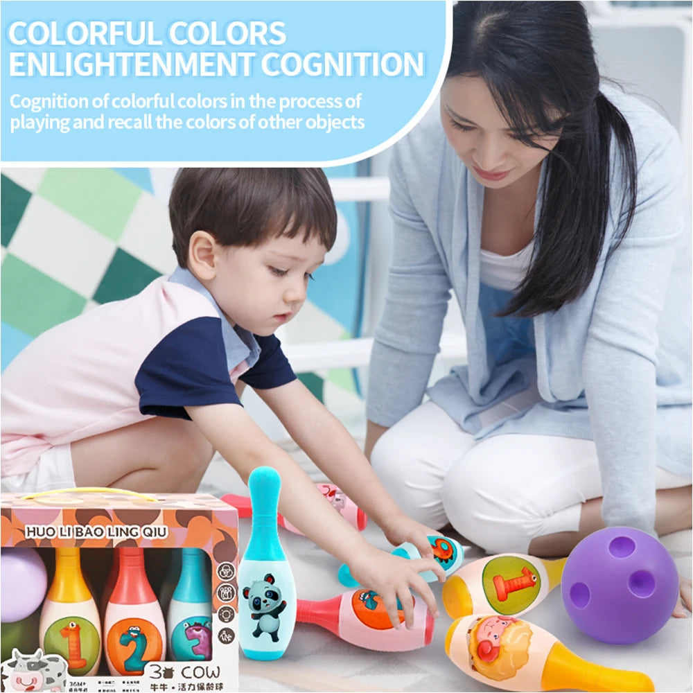 Bowling Set Education Toys for Kids Toddlers Animal Number Learning Indoor Outdoor Sports Games Toys for Kids Baby Gift