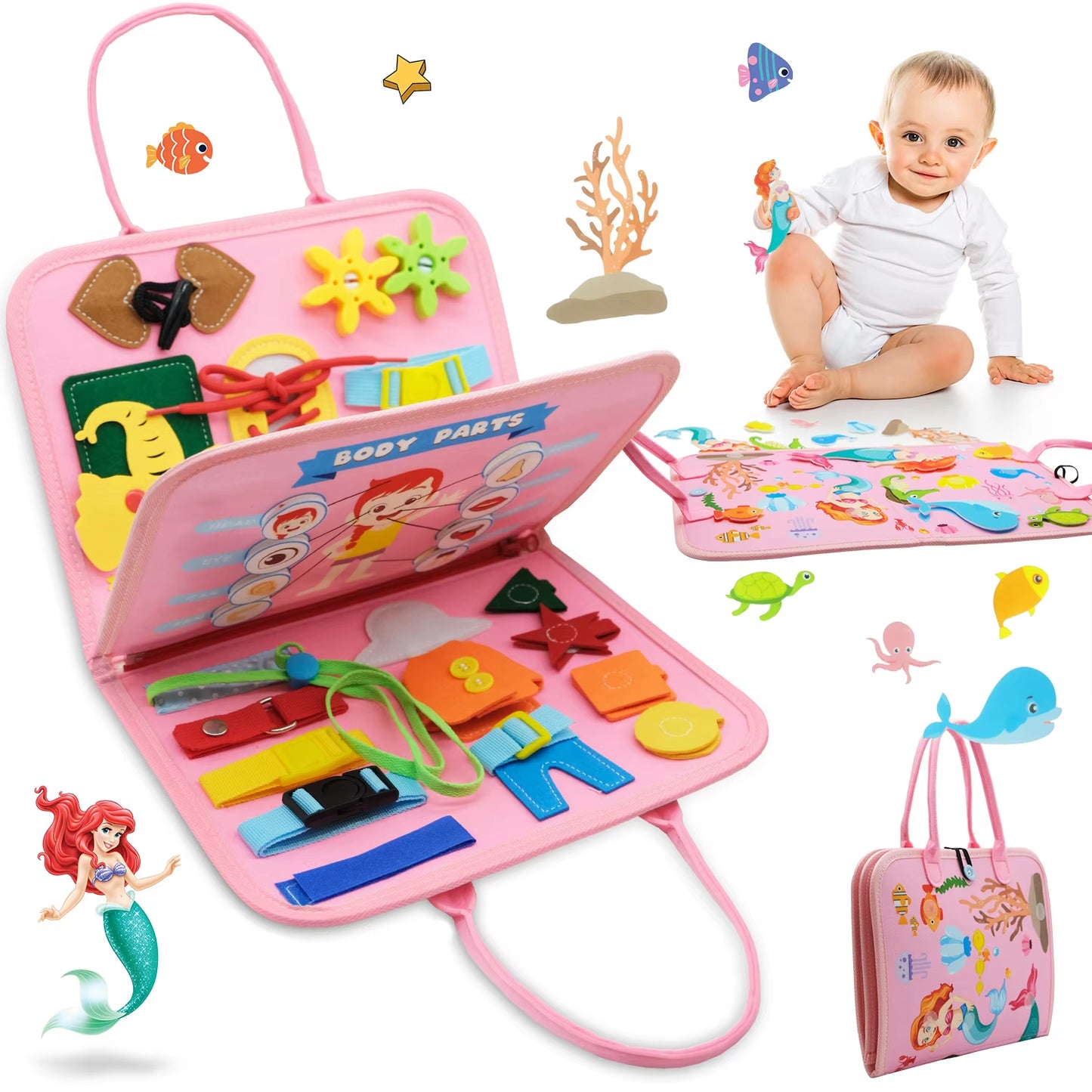 Montessori Busy Book Educational Toys for Toddler Portable Activity Travel Board Fine Motor Skills Early Education Learing Toys