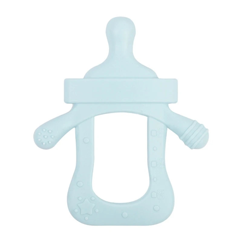 Silicone Teether Baby Milk Bottle Pacifier Chewing Toy Molar Rod Infant Teething Pains Relief Nipple Chain Accs