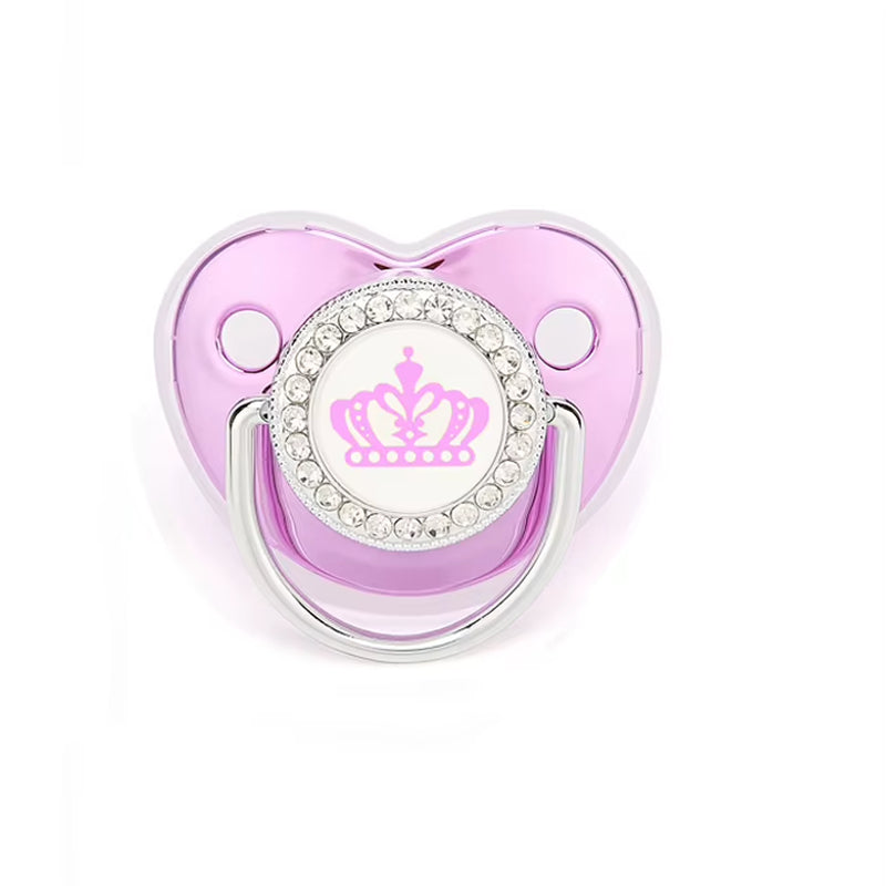 Luxury Newborn Baby Pacifier Baby Rhinestone Crown Pacifier Infant Teether Silicone Pacifier Holder Dummy Baby Shower Gift