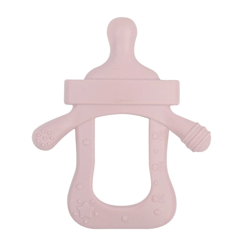 Silicone Teether Baby Milk Bottle Pacifier Chewing Toy Molar Rod Infant Teething Pains Relief Nipple Chain Accs