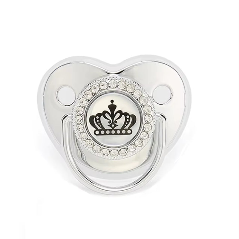 Luxury Newborn Baby Pacifier Baby Rhinestone Crown Pacifier Infant Teether Silicone Pacifier Holder Dummy Baby Shower Gift