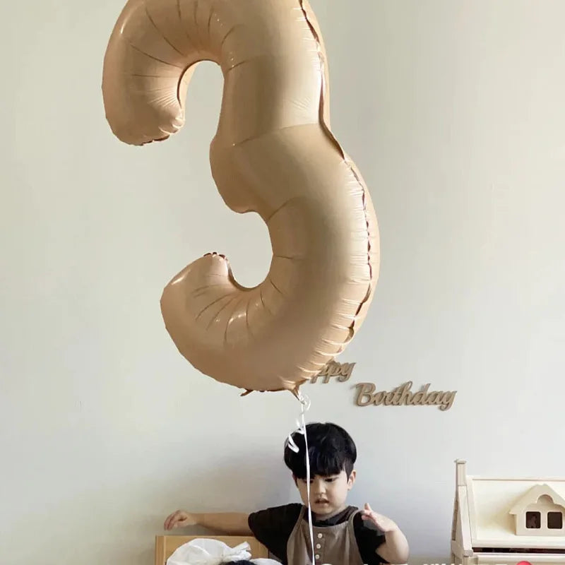 40 Inch Brown Beige Cream Number Balloons 1 2 3 4 5 6 Baby Birthday Number Foil Balloon Cream Beige Air Helium Baloon