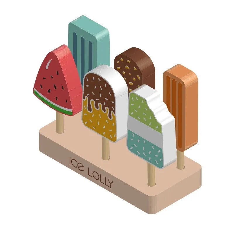 Wooden Ice Cream Counter Playset for Toddler Toys, Montessori Pretend Play Food Toys Kitchen Accessories