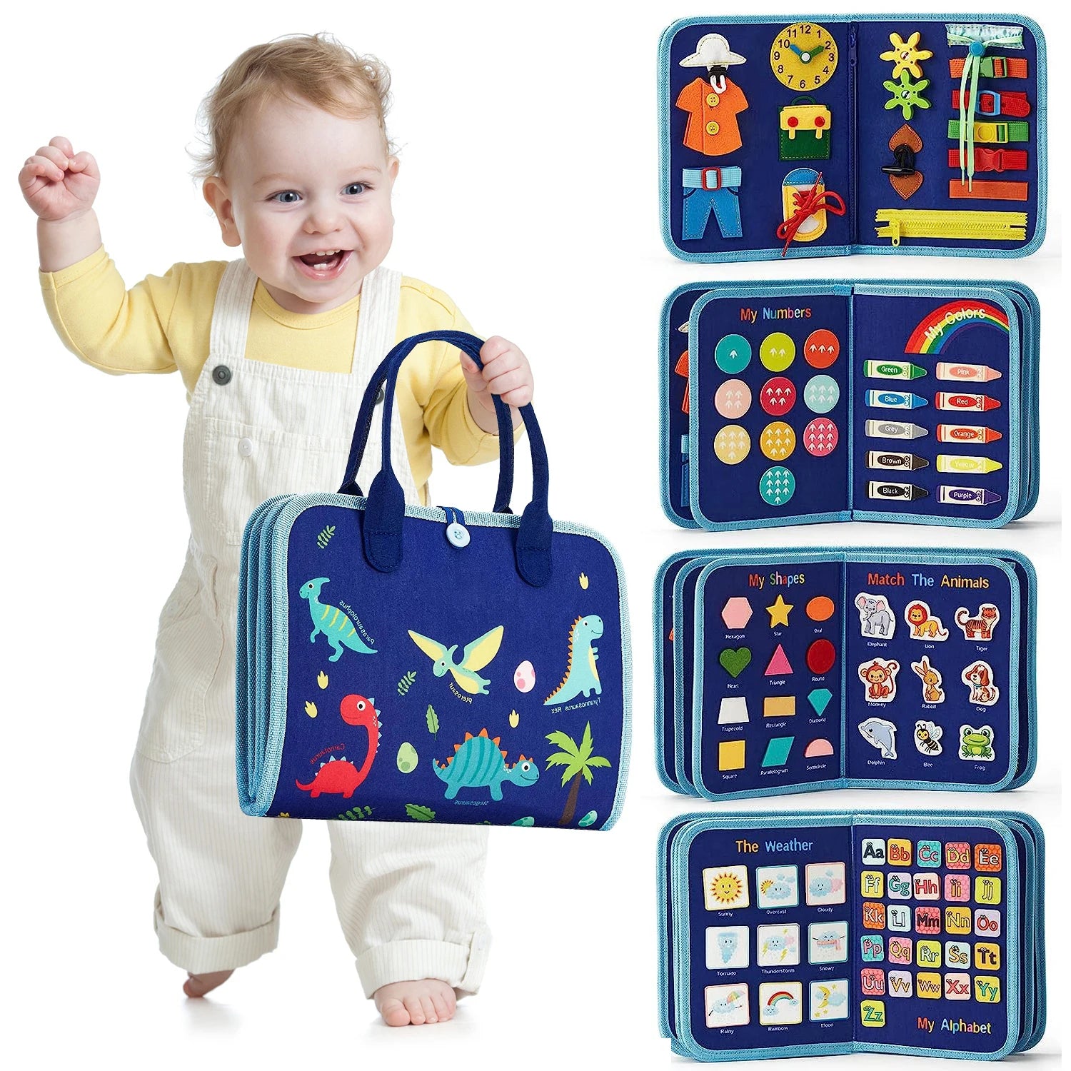 Montessori Busy Book Educational Toys for Toddler Portable Activity Travel Board Fine Motor Skills Early Education Learing Toys