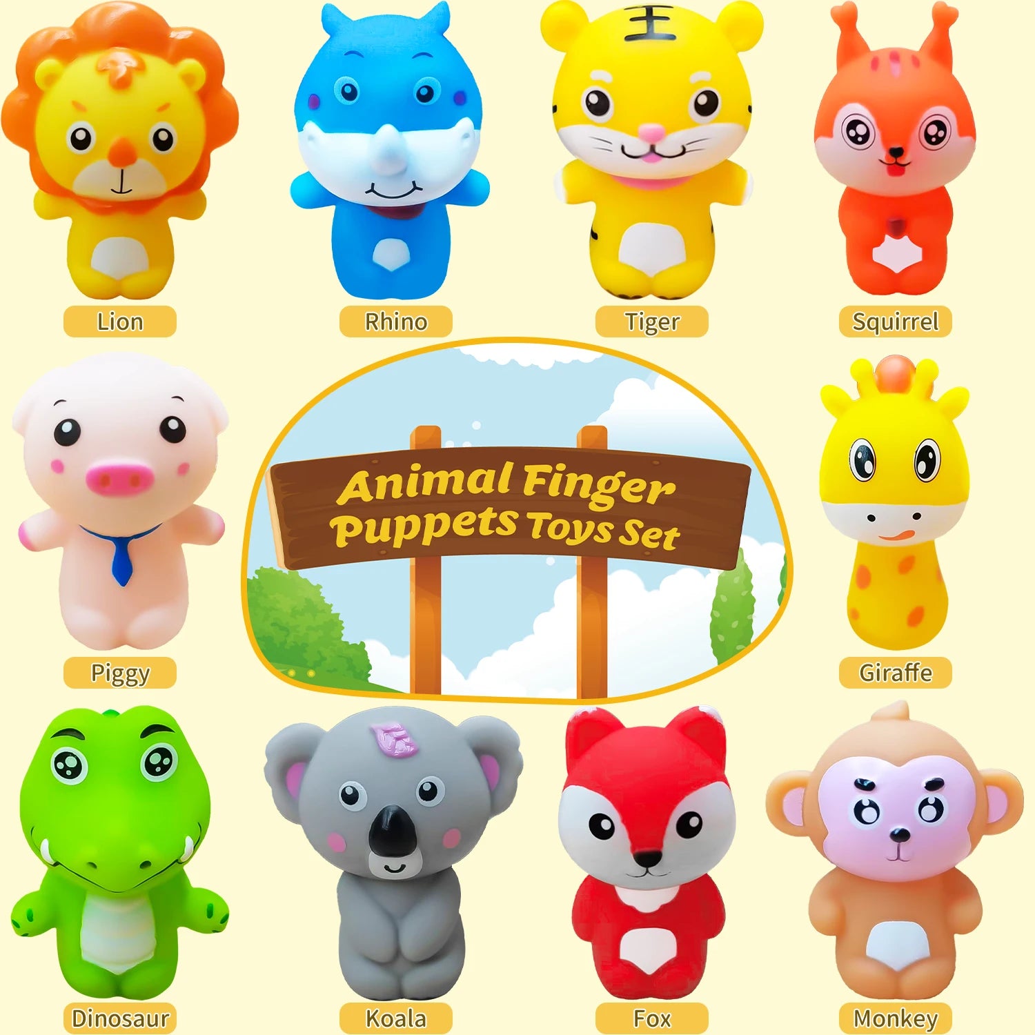 10PCS Soft Rubber Animal Finger Puppets for Kids Finger Hands Role Play Tell Story Cloth Doll Educational Toys for Children Gift