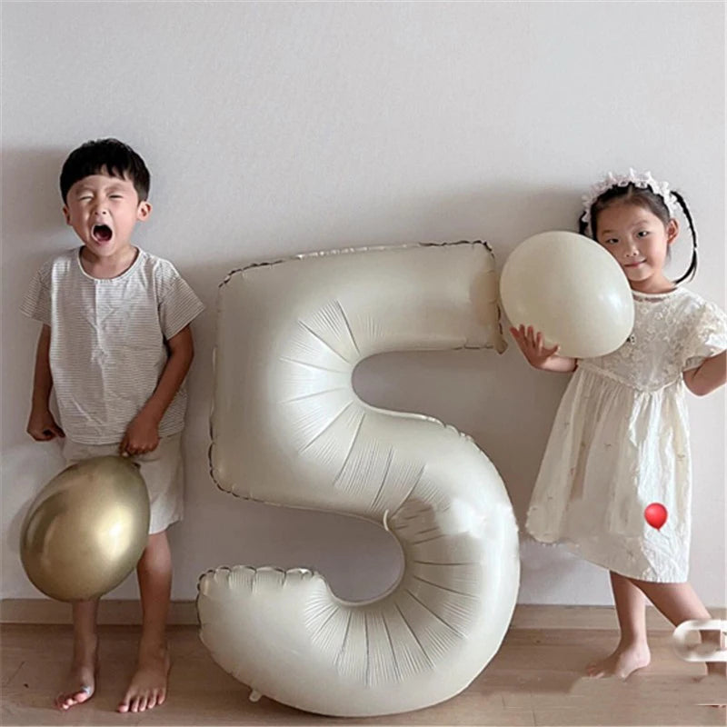 40 Inch Brown Beige Cream Number Balloons 1 2 3 4 5 6 Baby Birthday Number Foil Balloon Cream Beige Air Helium Baloon