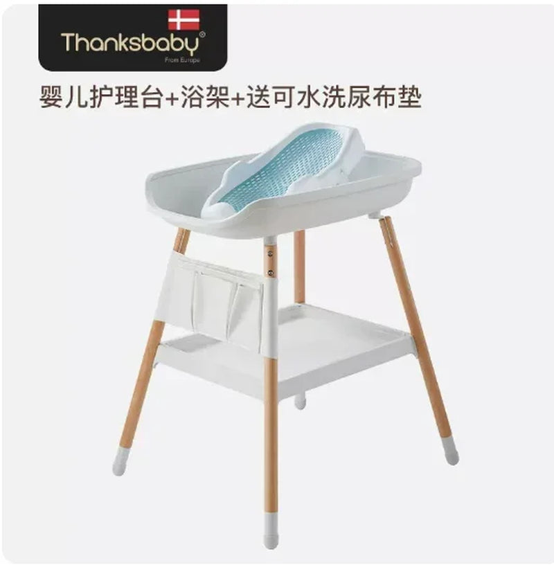 Nordic Simple Design Baby Care Table, Stable and Durable Beech Diaper Station, Newborn Massage Table, Infant Changing Station