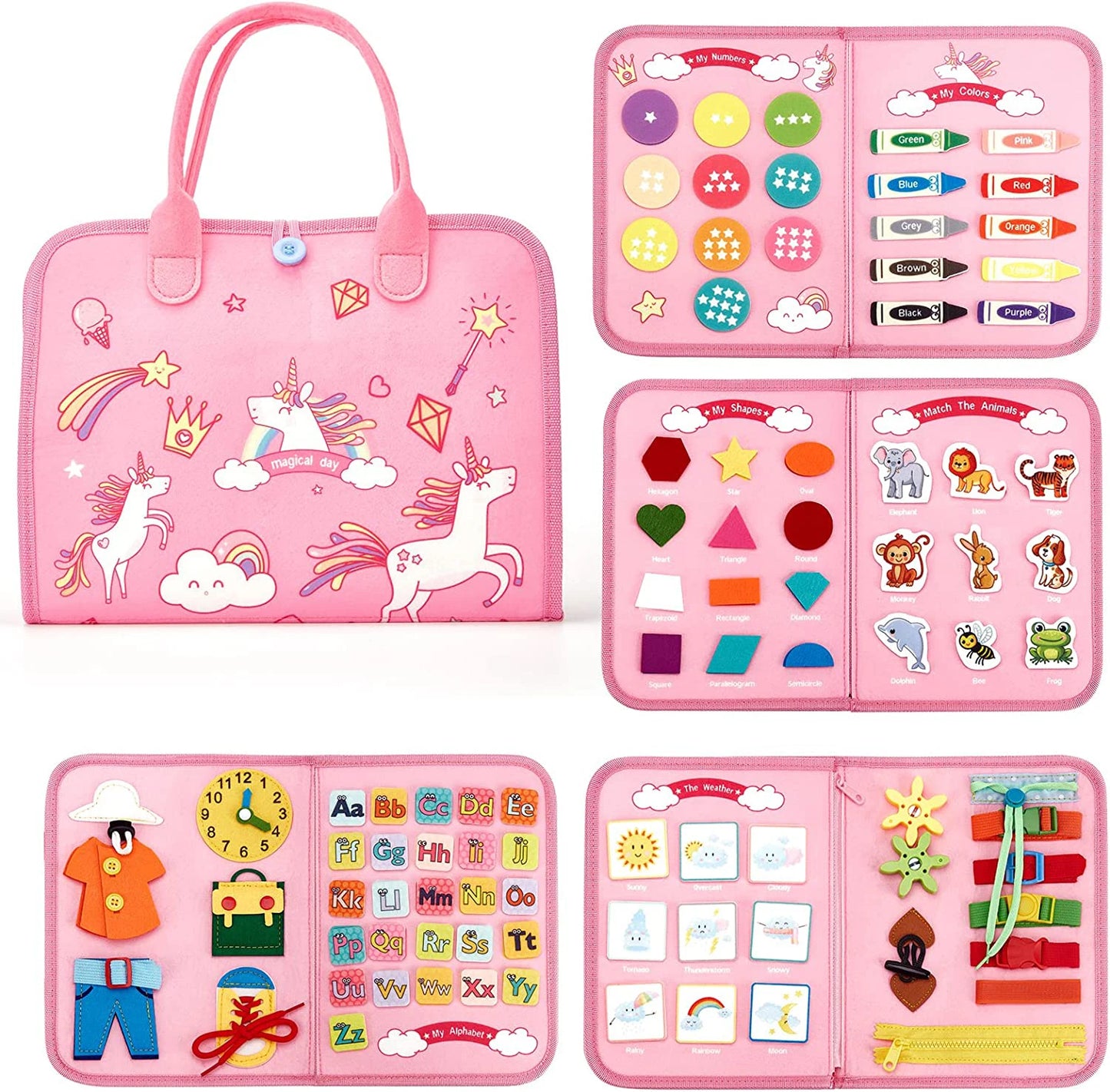 Montessori Toys Busy Board Sensory Activity Developing Board for Motor Skills,Learning Board for Toddlers Christmas Gift