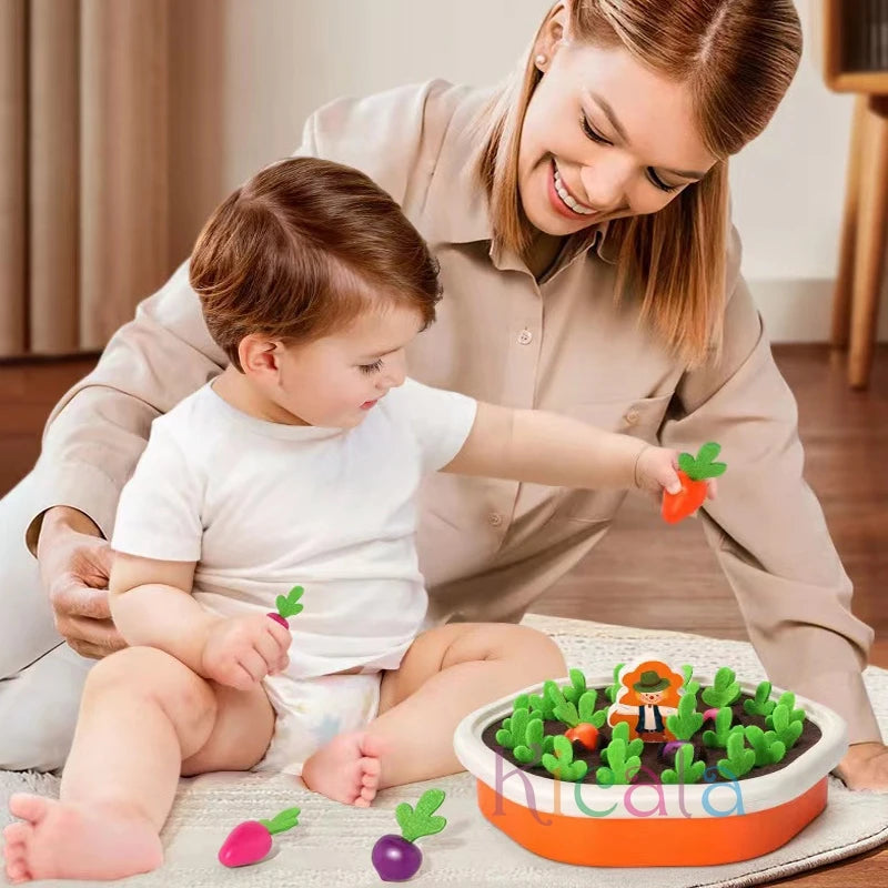 Baby Montessori Toys for Toddler Toys Educational Colorful Shape Toy Pull Carrot Set Counting Discouvery Toys for Kids Learning