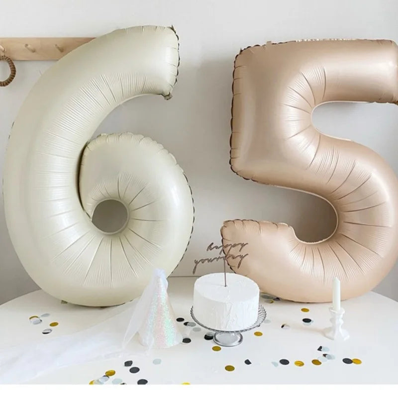 40 Inch Brown Beige Cream Number Balloons 1 2 3 4 5 6 Baby Birthday Number Foil Balloon Cream Beige Air Helium Baloon