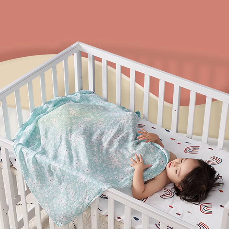 4PCS Gift Set Popular Digital Print Bamboo Cotton Muslin Swaddle Blankets 120*110Cm Newborn Baby Bath Towel Wrap