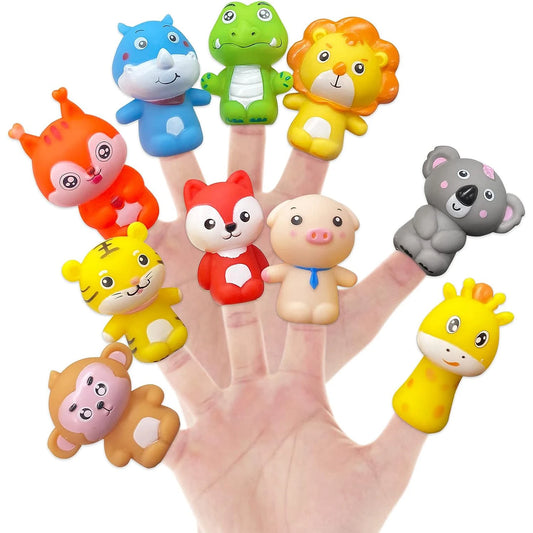 10PCS Soft Rubber Animal Finger Puppets for Kids Finger Hands Role Play Tell Story Cloth Doll Educational Toys for Children Gift