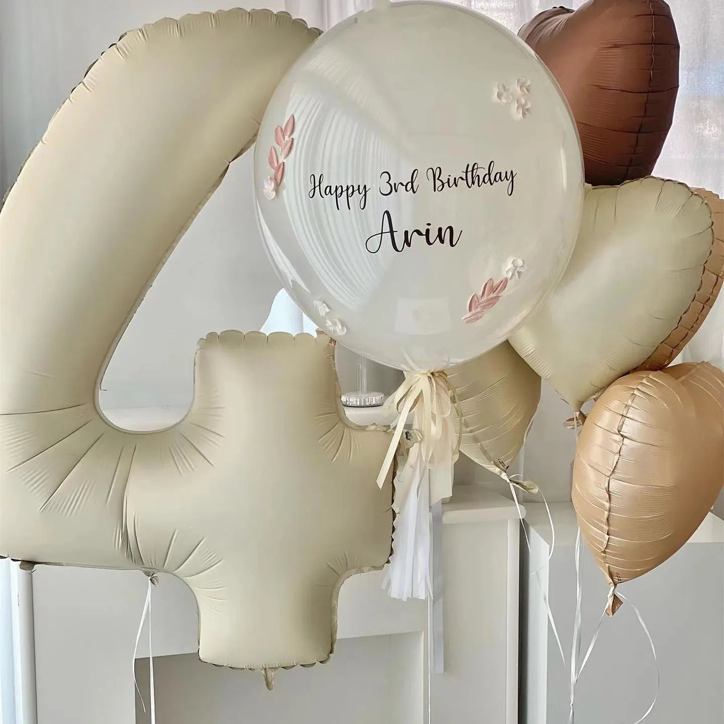 40 Inch Brown Beige Cream Number Balloons 1 2 3 4 5 6 Baby Birthday Number Foil Balloon Cream Beige Air Helium Baloon